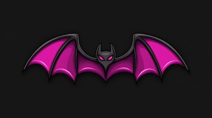 Stylized bat illustration with vibrant pink wings against a dark background. Spooky, gothic aesthetic.