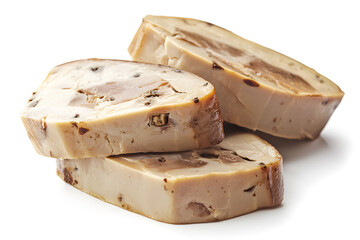 Foie Gras pieces isolated on white background