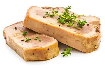 Foie Gras pieces isolated on white background