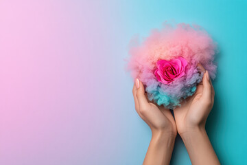 Dating online, A vibrant avatar artwork featuring a pastel style character presenting a virtual rose, ideal for digital expression and social media use.