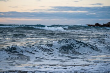 Fototapeta premium the sea surface with waves