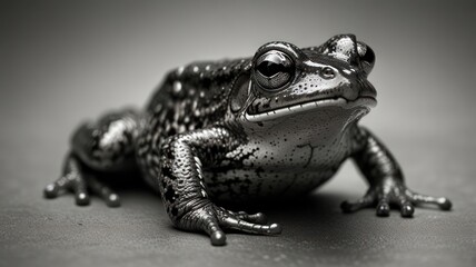 Fototapeta premium Metallic grey toad, close-up studio shot.
