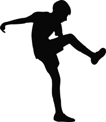 a boy jumping body silhouette vector