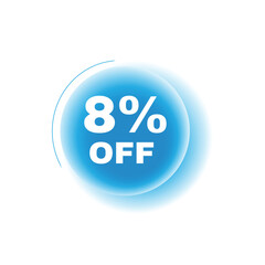 8 percent off, vector banner speech bubble icon and megaphone sign design template. Announcement design on white background.