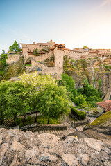 Fototapeta premium The monastery Meteora, rocky monasteries complex in Greece near Kalabaka city. Holy Monastery of the Great Meteoron