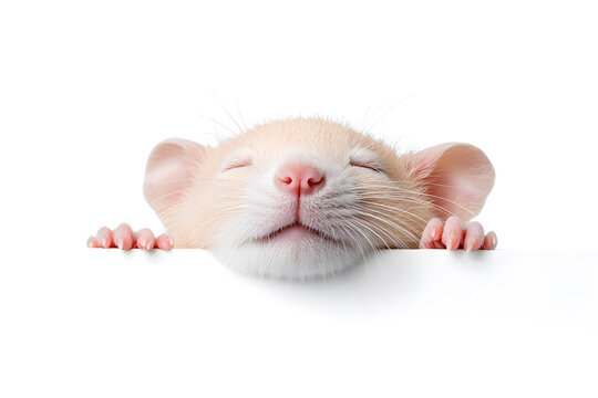 vCute rat face shot, isolated on white background