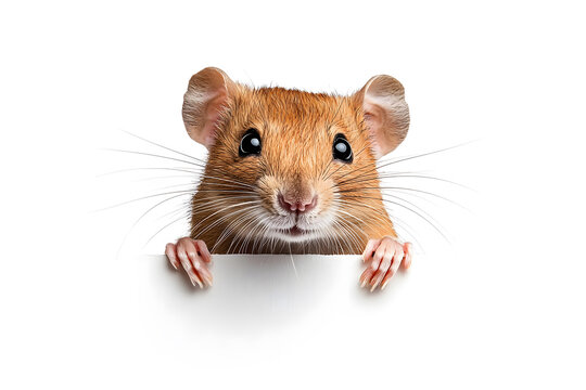 vCute rat face shot, isolated on white background