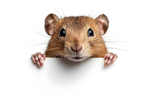 vCute rat face shot, isolated on white background