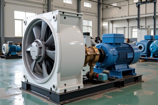 Industrial Axial Fan Motor Unit Heavy Duty Ventilation System in Factory Setting