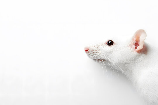 vCute rat face shot, isolated on white background