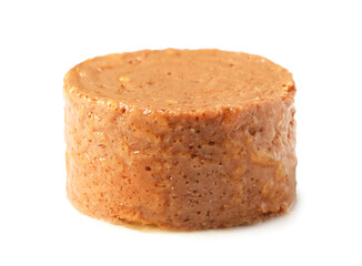 Portion of wet pet food isolated on white