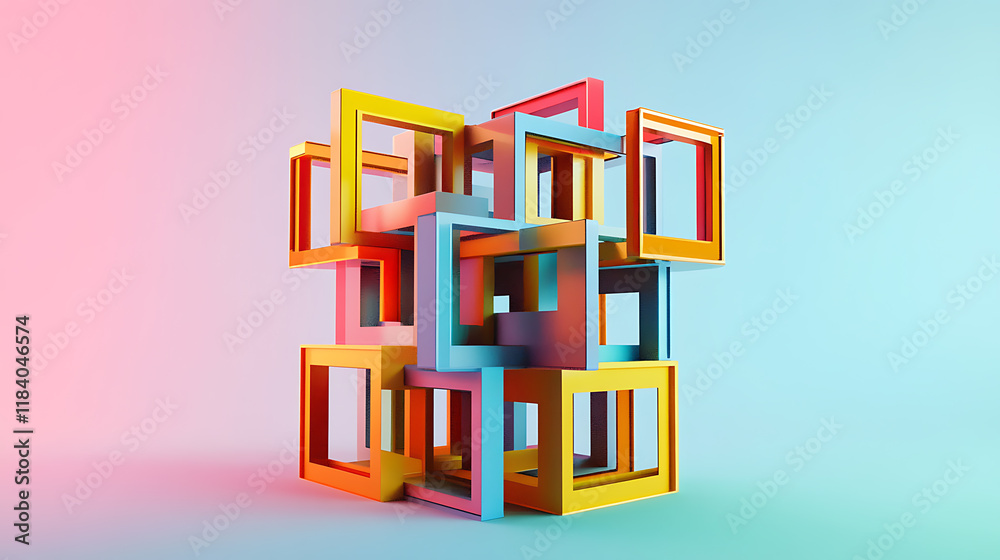 Leinwandbilder abstract cube structure, 3d rendering