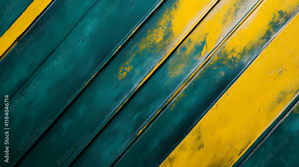 Poster abstract background banner with diagonal stripes in yellow and teal