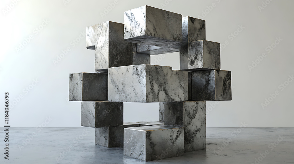 Aufkleber Abstract cube structure, 3d rendering