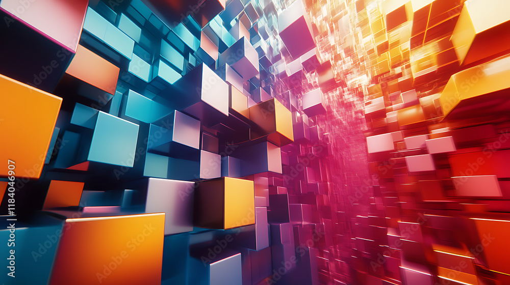 Aufkleber Abstract cubed colorful background