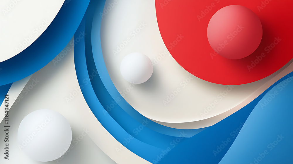Aufkleber abstract paper card background with geometric shapes in white, blue and red colors