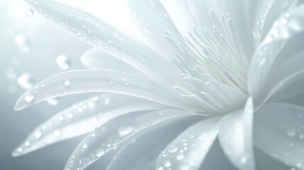 Soft White Lotus Flower with Dew Drops