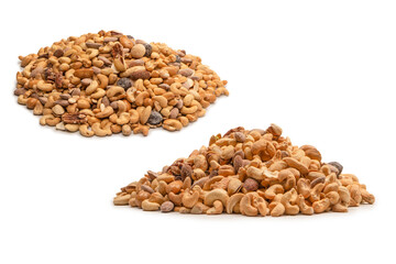 A group of almonds, pistachios, walnuts, macadamia, cashews.