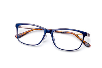 Fototapeta premium A pair of classic, black-rimmed eyeglasses isolated on white background