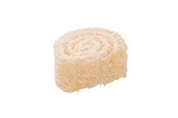 Coconut candy roll isolated on a white background.