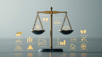 Infographic on sustainability policy and environmental impact balance