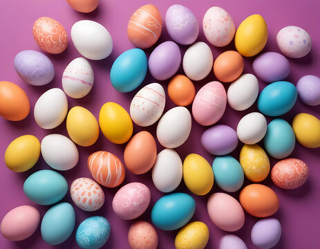Easter eggs painted with intricate, colorful designs.