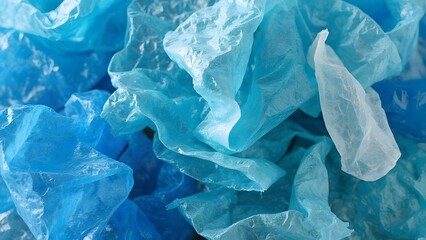 Obraz premium Close-Up of Blue Recyclable Materials, Eco-Friendly Product Textures and Background