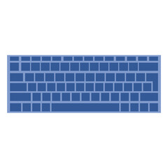 Keyboard illustration element design. Basic elements of computer text input devices, smartphones and digital technology. Qwerty keyboard layout. keyboard icon in blue color