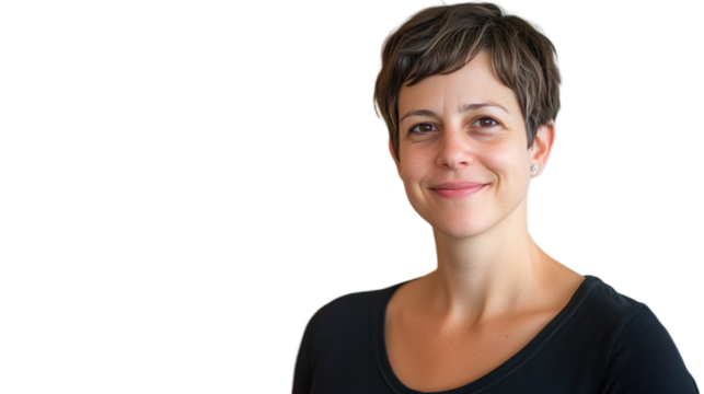 Smiling Woman With Short Hair And Casual Look Transparent Background