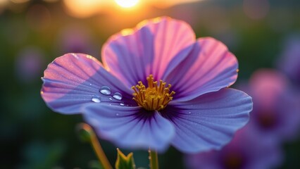 Close-Up of Purple Flower in Bloom During Golden Hour

