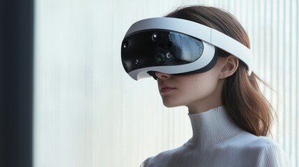 Woman Experiencing Immersive Virtual Reality