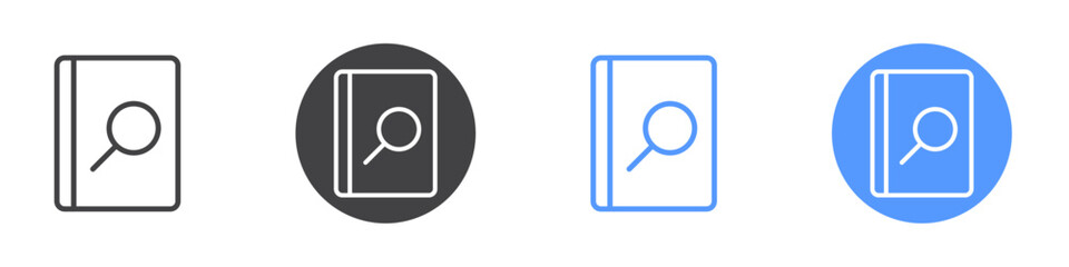 Book search icon vector symbol outline sign