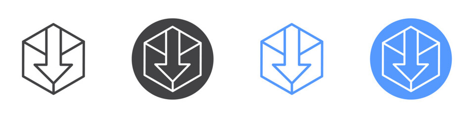 Box download icon vector symbol outline sign