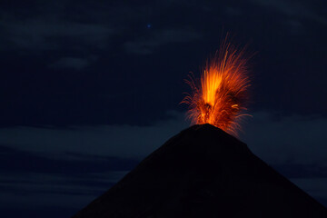Fuego Volcano Eruption at Night, Antigua, Guatemala