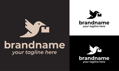 Bird Carrying Package Logo for Express Courier and Eco-Friendly Delivery Services