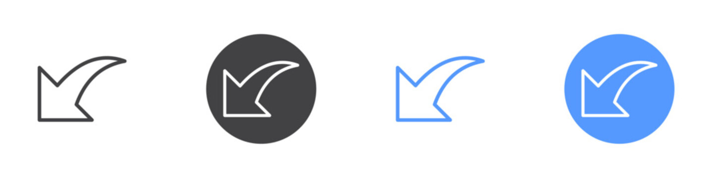 Downward icon vector symbol outline sign