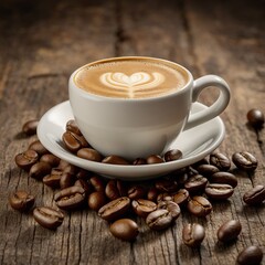 cup of coffee with beans