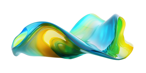 Dynamic Gradient Ribbon in Vibrant Blue, Green, and Yellow on Transparent Background,3D Brushstroke gradient texture brush,smooth wave in a gradient of blue, green, and yellow, abstract ribbon,vibrant