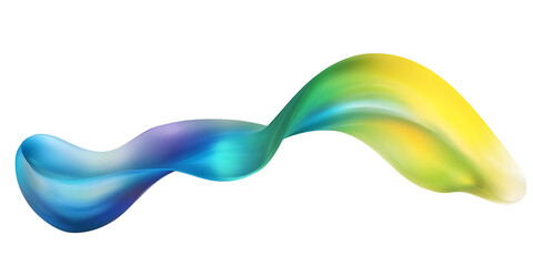 Naklejka premium Dynamic Gradient Ribbon in Vibrant Blue, Green, and Yellow on Transparent Background,3D Brushstroke gradient texture brush,smooth wave in a gradient of blue, green, and yellow, abstract ribbon,vibrant