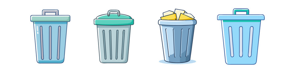 trash bin vector icon, office vector illustration - simple illustration of trash bin perfect for logos, and office-themed designs.