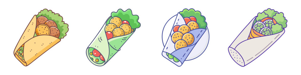 falafel wrap vector icon, foods vector illustration - simple illustration of falafel wrap perfect for logos, and foods-themed designs.