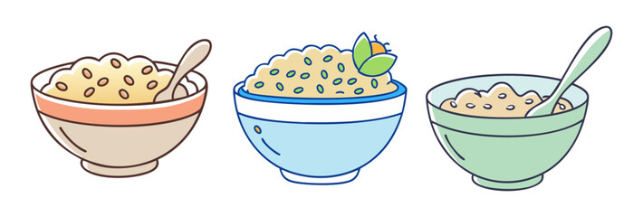 oatmeal bowl vector icon, foods vector illustration - simple illustration of oatmeal bowl perfect for logos, and foods-themed designs.