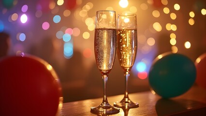 Luxurious Celebration, Sparkling Champagne, Festive Lights, and Joyful Revelers