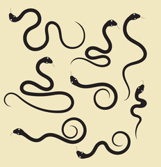 Year of the Snake with Chinese snakes in brush drawing forming the calligraphy of 2025 minimalistic illustration
