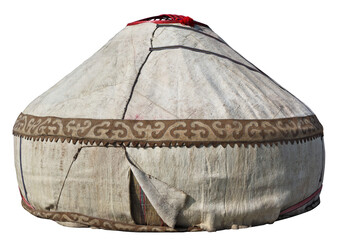 Traditional leather yurt of the nomadic peoples of Asia isolated