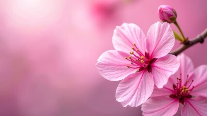 Obraz premium Spring card. spring background with delicate pink sakura flowers in full bloom