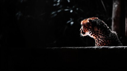 Obraz premium Majestic Cheetah Silhouette in Dark Jungle Environment with Soft Light and Natural Elements