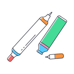 dry erase markers vector icon, office vector illustration - simple illustration of dry erase markers perfect for logos, and office-themed designs.