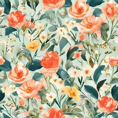 Sweet flower watercolor seamless pattern.soft pastel colors water color seamless pattern for beauty products or other.