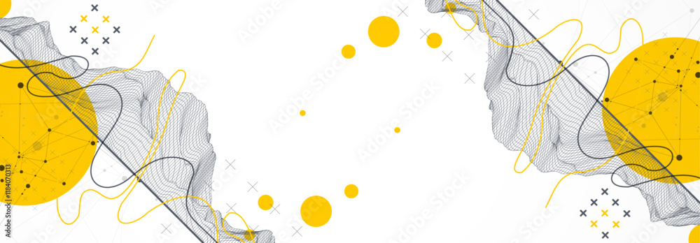 Poster trendy abstract wireframe background. modern science or technology art elements. surface illustratio